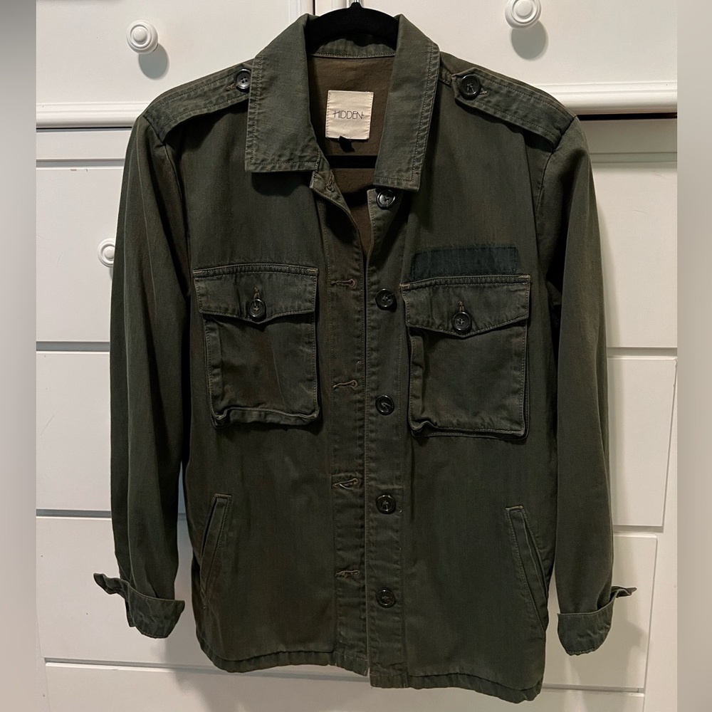 HIDDEN Oversized Distressed Green Army/Military/Utility Jacket